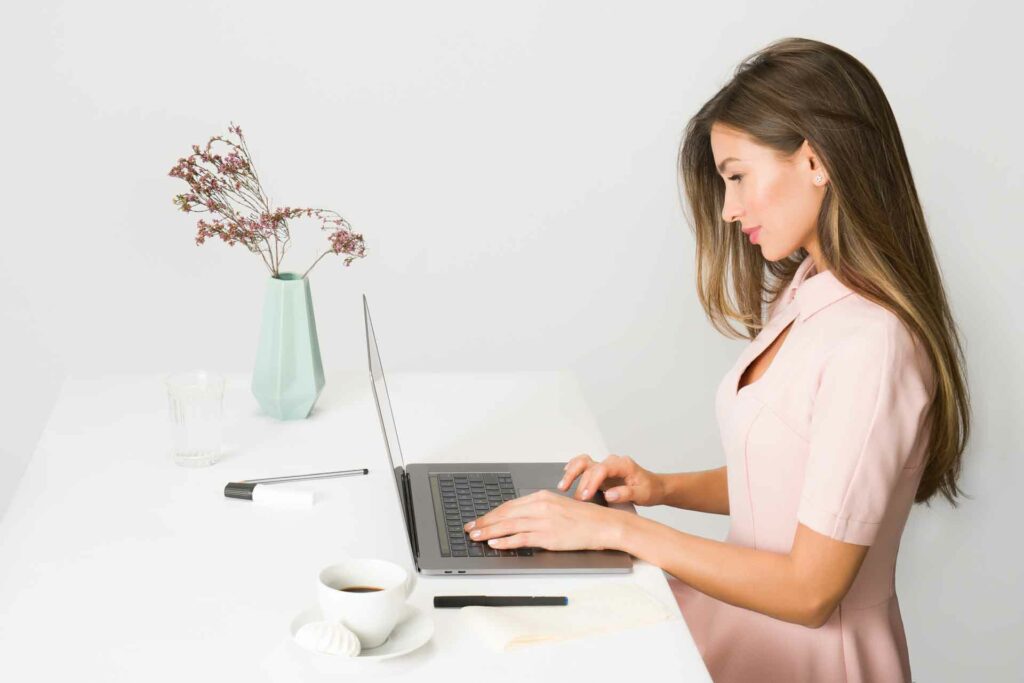 Woman using a computer